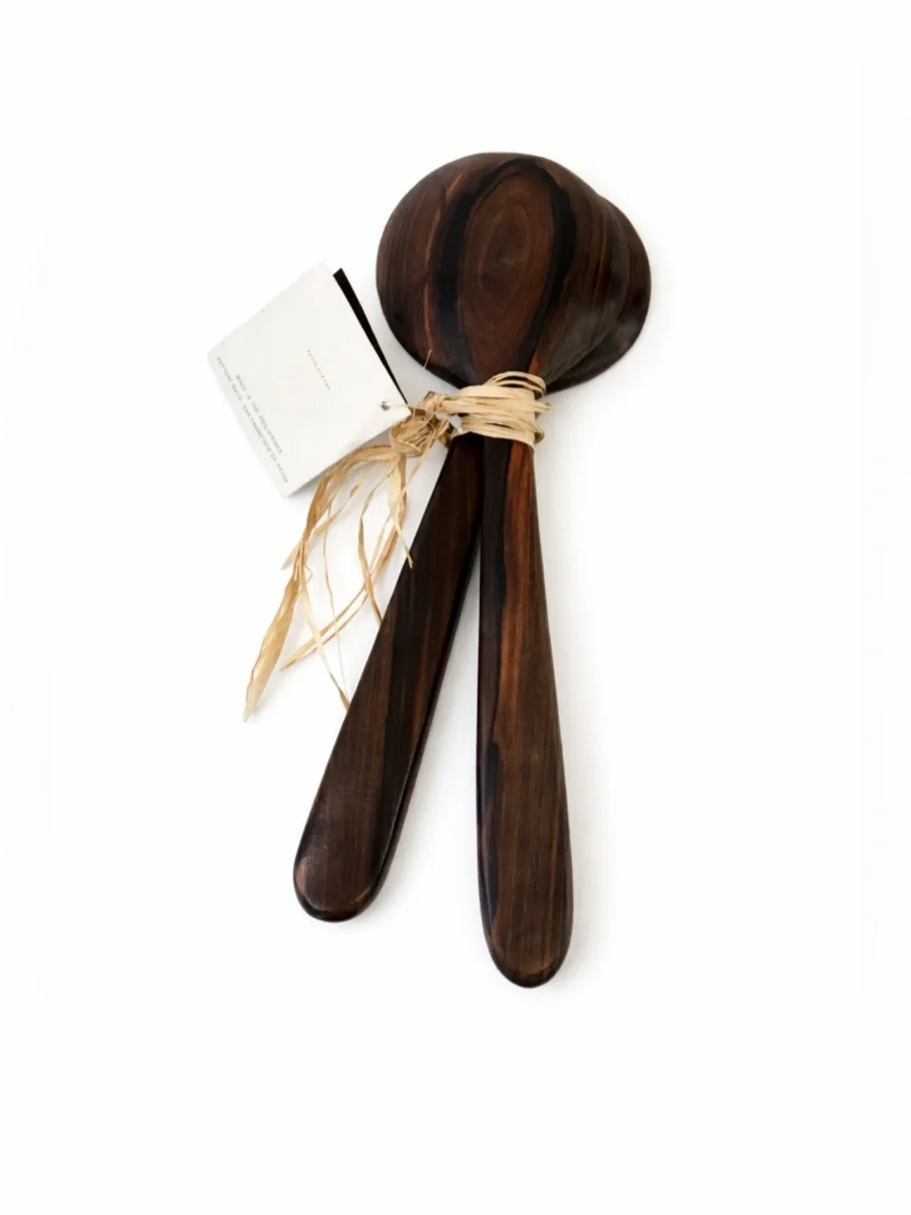 POTTERY BARN Dark Brown Wood Salad Spoon Fork Servers NEW